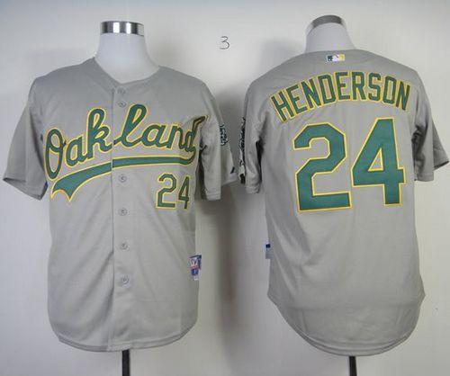 Athletics #24 Rickey Henderson Grey Cool Base Stitched MLB Jersey